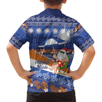 Marshall Islands Christmas Family Matching Off Shoulder Maxi Dress and Hawaiian Shirt Beachy Santa Monono ilo raaneoan Nejin - Polynesian Pride