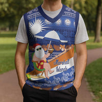 Marshall Islands Christmas Knitted V-Neck Vest Beachy Santa Monono ilo raaneoan Nejin - Polynesian Pride