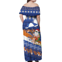 Marshall Islands Christmas Off Shoulder Maxi Dress Beachy Santa Monono ilo raaneoan Nejin LT14 - Polynesian Pride