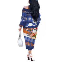 Marshall Islands Christmas Off The Shoulder Long Sleeve Dress Beachy Santa Monono ilo raaneoan Nejin - Polynesian Pride