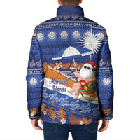 Marshall Islands Christmas Padded Jacket Beachy Santa Monono ilo raaneoan Nejin - Polynesian Pride