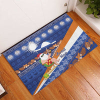 Marshall Islands Christmas Rubber Doormat Beachy Santa Monono ilo raaneoan Nejin - Polynesian Pride
