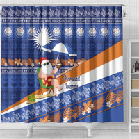 Marshall Islands Christmas Shower Curtain Beachy Santa Monono ilo raaneoan Nejin - Polynesian Pride