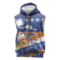 Marshall Islands Christmas Sleeveless Zip Hoodie Beachy Santa Monono ilo raaneoan Nejin - Polynesian Pride