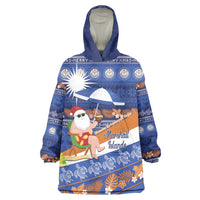Marshall Islands Christmas Wearable Blanket Hoodie Beachy Santa Monono ilo raaneoan Nejin - Polynesian Pride