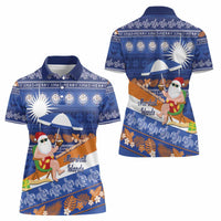 Marshall Islands Christmas Women Polo Shirt Beachy Santa Monono ilo raaneoan Nejin - Polynesian Pride