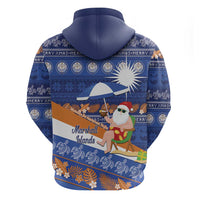 Marshall Islands Christmas Zip Hoodie Beachy Santa Monono ilo raaneoan Nejin - Polynesian Pride