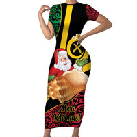 Vanuatu Christmas Family Matching Short Sleeve Bodycon Dress and Hawaiian Shirt Vanuatuan Conch Shell - Meri Krismas!