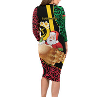 Vanuatu Christmas Long Sleeve Bodycon Dress Vanuatuan Conch Shell - Meri Krismas!