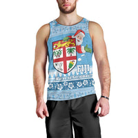 Fiji Christmas Men Tank Top Fijian Masi Marau na Kerisimasi! - Blue