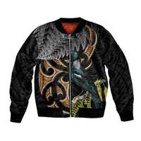Aotearoa Kowhai Tui Bird Bomber Jacket Maori Ngaru With Silver Fern