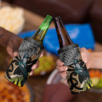 Aotearoa Kowhai Tui Bird 4 in 1 Can Cooler Tumbler Maori Ngaru With Silver Fern