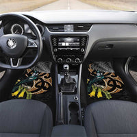 Aotearoa Kowhai Tui Bird Car Mats Maori Ngaru With Silver Fern