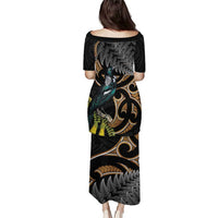 Aotearoa Kowhai Tui Bird Puletasi Maori Ngaru With Silver Fern