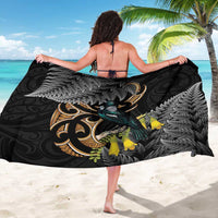 Aotearoa Kowhai Tui Bird Sarong Maori Ngaru With Silver Fern