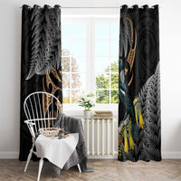 Aotearoa Kowhai Tui Bird Window Curtain Maori Ngaru With Silver Fern