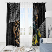 Aotearoa Kowhai Tui Bird Window Curtain Maori Ngaru With Silver Fern