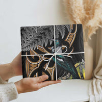 Aotearoa Kowhai Tui Bird Wrapping Paper Maori Ngaru With Silver Fern - Polynesian Pride