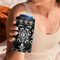 Black Ngaru Taniko With Aotearoa Maori Tattoo 4 in 1 Can Cooler Tumbler