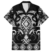 Black Ngaru Taniko With Aotearoa Maori Tattoo Family Matching Off Shoulder Maxi Dress and Hawaiian Shirt