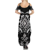 Black Ngaru Taniko With Aotearoa Maori Tattoo Family Matching Summer Maxi Dress and Hawaiian Shirt