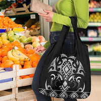 Black Ngaru Taniko With Aotearoa Maori Tattoo Grocery Bag