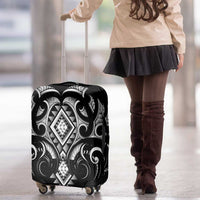 Black Ngaru Taniko With Aotearoa Maori Tattoo Luggage Cover