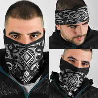Black Ngaru Taniko With Aotearoa Maori Tattoo Neck Gaiter - Polynesian Pride