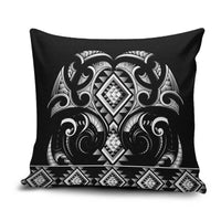 Black Ngaru Taniko With Aotearoa Maori Tattoo Pillow Cover - Polynesian Pride