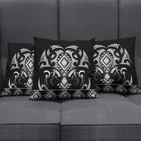 Black Ngaru Taniko With Aotearoa Maori Tattoo Pillow Cover - Polynesian Pride