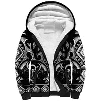Black Ngaru Taniko With Aotearoa Maori Tattoo Sherpa Hoodie