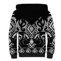 Black Ngaru Taniko With Aotearoa Maori Tattoo Sherpa Hoodie