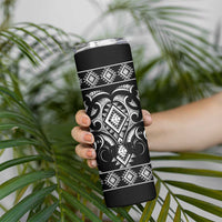 Black Ngaru Taniko With Aotearoa Maori Tattoo Skinny Tumbler