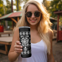 Black Ngaru Taniko With Aotearoa Maori Tattoo Skinny Tumbler