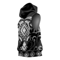 Black Ngaru Taniko With Aotearoa Maori Tattoo Sleeveless Hoodie - Polynesian Pride