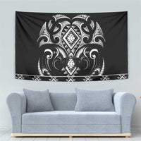 Black Ngaru Taniko With Aotearoa Maori Tattoo Tapestry
