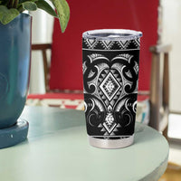 Black Ngaru Taniko With Aotearoa Maori Tattoo Tumbler Cup
