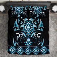 Blue Ngaru Taniko With Aotearoa Maori Tattoo Bedding Set