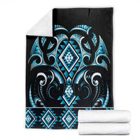 Blue Ngaru Taniko With Aotearoa Maori Tattoo Blanket