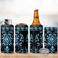 Blue Ngaru Taniko With Aotearoa Maori Tattoo 4 in 1 Can Cooler Tumbler
