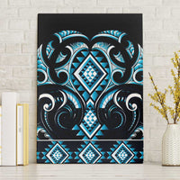 Blue Ngaru Taniko With Aotearoa Maori Tattoo Canvas Wall Art