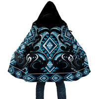 Blue Ngaru Taniko With Aotearoa Maori Tattoo Cloak - Polynesian Pride