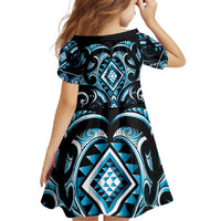 Blue Ngaru Taniko With Aotearoa Maori Tattoo Family Matching Long Sleeve Bodycon Dress and Hawaiian Shirt