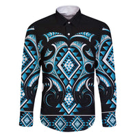 Blue Ngaru Taniko With Aotearoa Maori Tattoo Family Matching Long Sleeve Bodycon Dress and Hawaiian Shirt