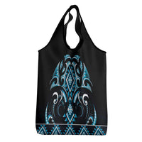 Blue Ngaru Taniko With Aotearoa Maori Tattoo Grocery Bag