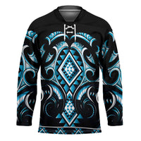 Blue Ngaru Taniko With Aotearoa Maori Tattoo Hockey Jersey - Polynesian Pride