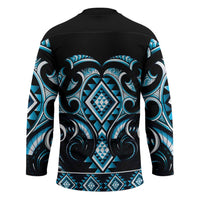 Blue Ngaru Taniko With Aotearoa Maori Tattoo Hockey Jersey - Polynesian Pride