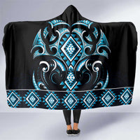 Blue Ngaru Taniko With Aotearoa Maori Tattoo Hooded Blanket LT14 One Size Blue - Polynesian Pride