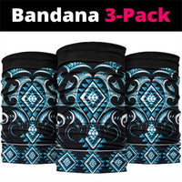 Blue Ngaru Taniko With Aotearoa Maori Tattoo Neck Gaiter - Polynesian Pride