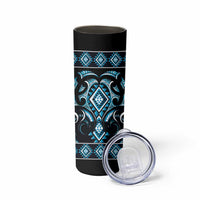 Blue Ngaru Taniko With Aotearoa Maori Tattoo Skinny Tumbler